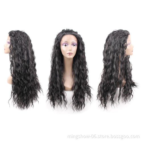 Free Shipping 26" Water Wave Lace Front Wig Synthetic Hair Long Natural Wavy Hair Soft Glueless Wigs